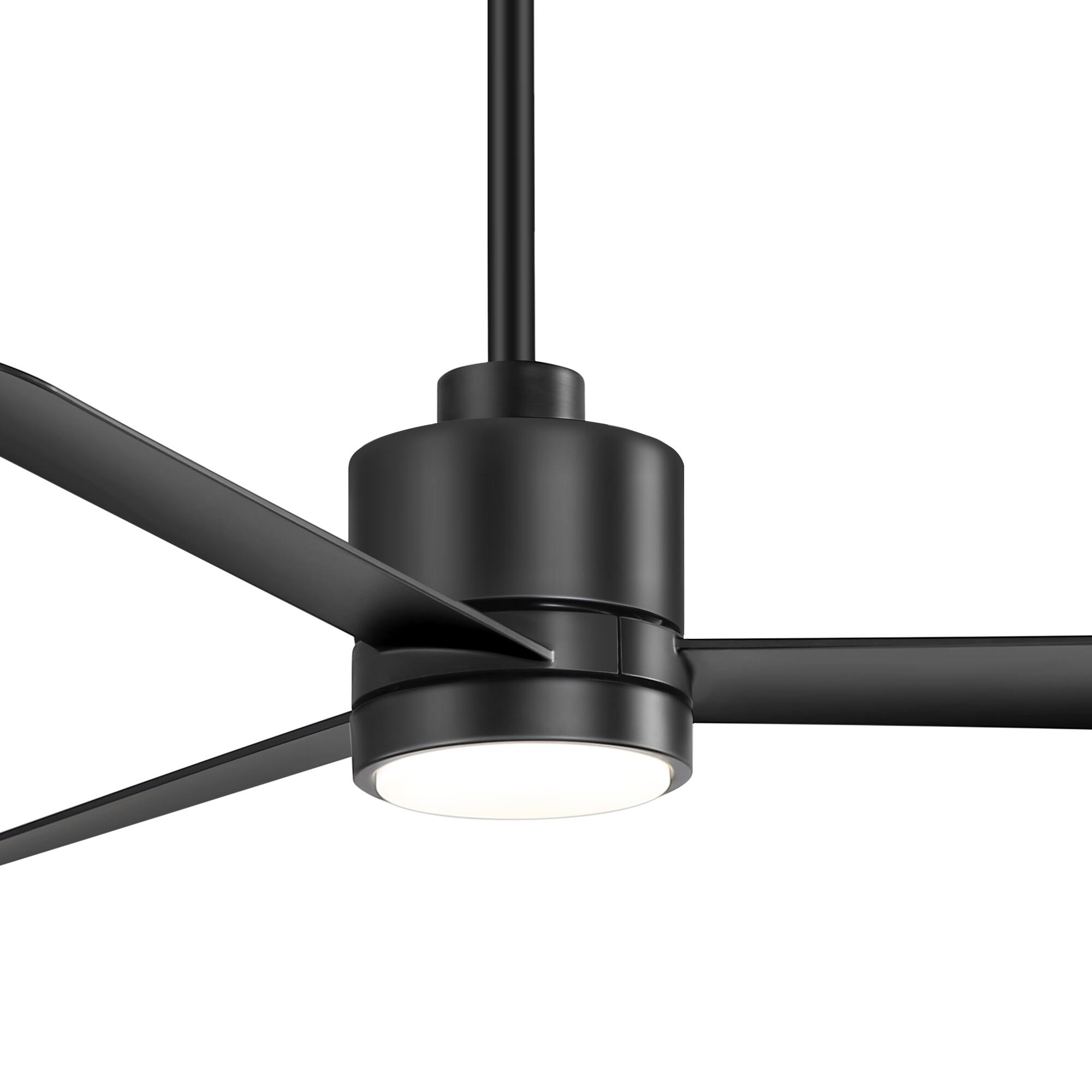 Left. Breezary - 52-in Indoor 3-Blade DC Ceiling Fan with Color-Changing Light, 6-Speed Motor, Remote & 5″/10″ Downrods, Timer - Matte Black.