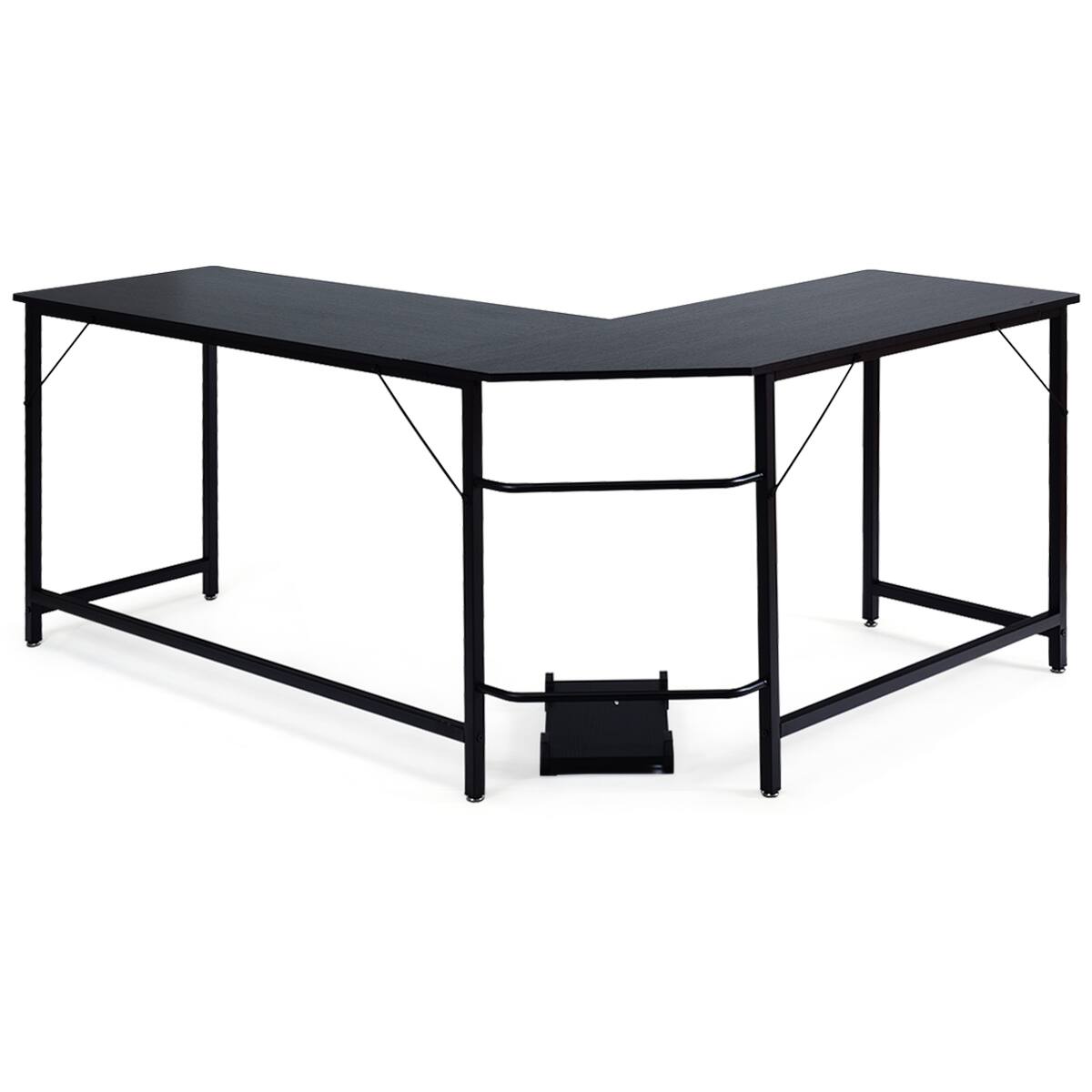 Alt View 18. Costway - L-Shaped Corner Computer Desk - Black.