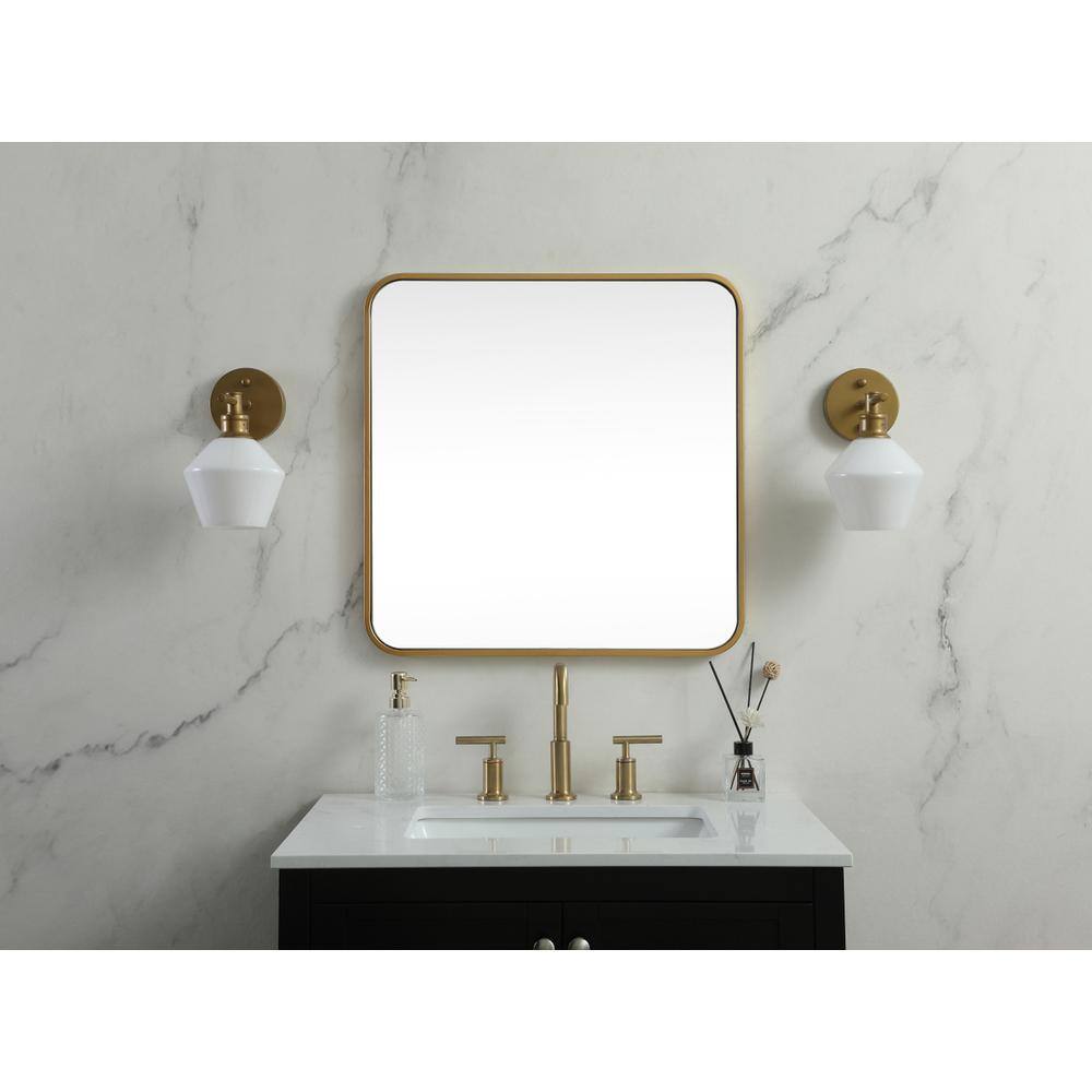 Alt View 2. Elegant Decor - Soft corner metal square mirror 24x24 inch in Brass - Brass.