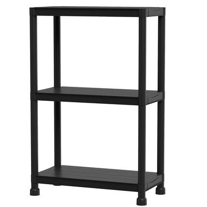 Front. Costway - Costway 1 PCS 3-Tier Heavy-Duty Plastic Storage Shelves, Freestanding Garage Shelving Unit - Black.