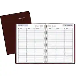 AT-A-GLANCE - 2026 DayMinder 8" x 11" Weekly Appointment Book, Faux Leather Cover - Burgundy