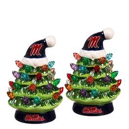 Evergreen Enterprises - Ole Miss Rebels 2-Pack 4" Ceramic LED Christmas Tree Set - Multicolor