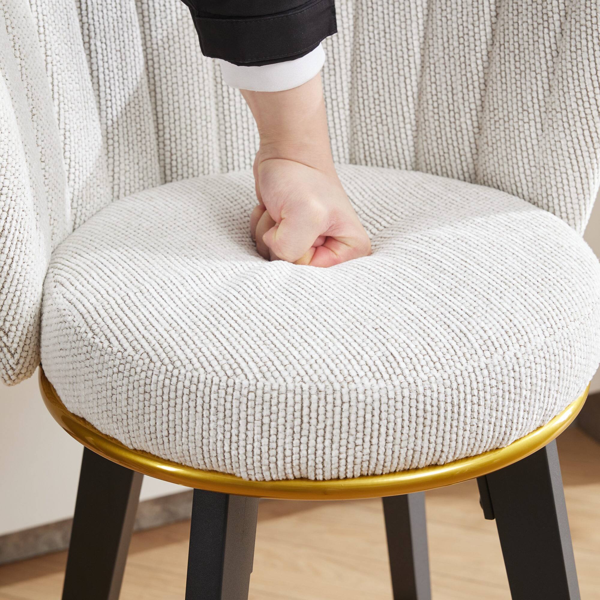 Alt View 2. GOODSILO - Modern Swivel Counter Height Bar Stools Set of 2 with Upholstered Backs and Metal Legs - Beige.
