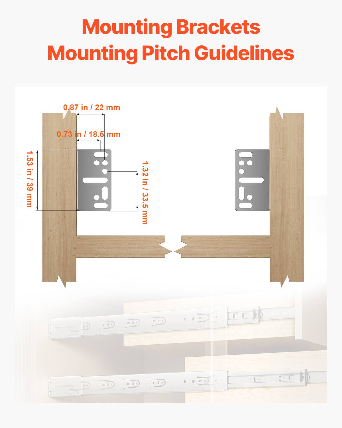 Mounting Brackets  
Mounting Pitch Guidelines  

0.87 in / 22 mm  
0.73 in / 18.5 mm  
1.53 in / 39 mm  
1.32 in / 33.5 mm