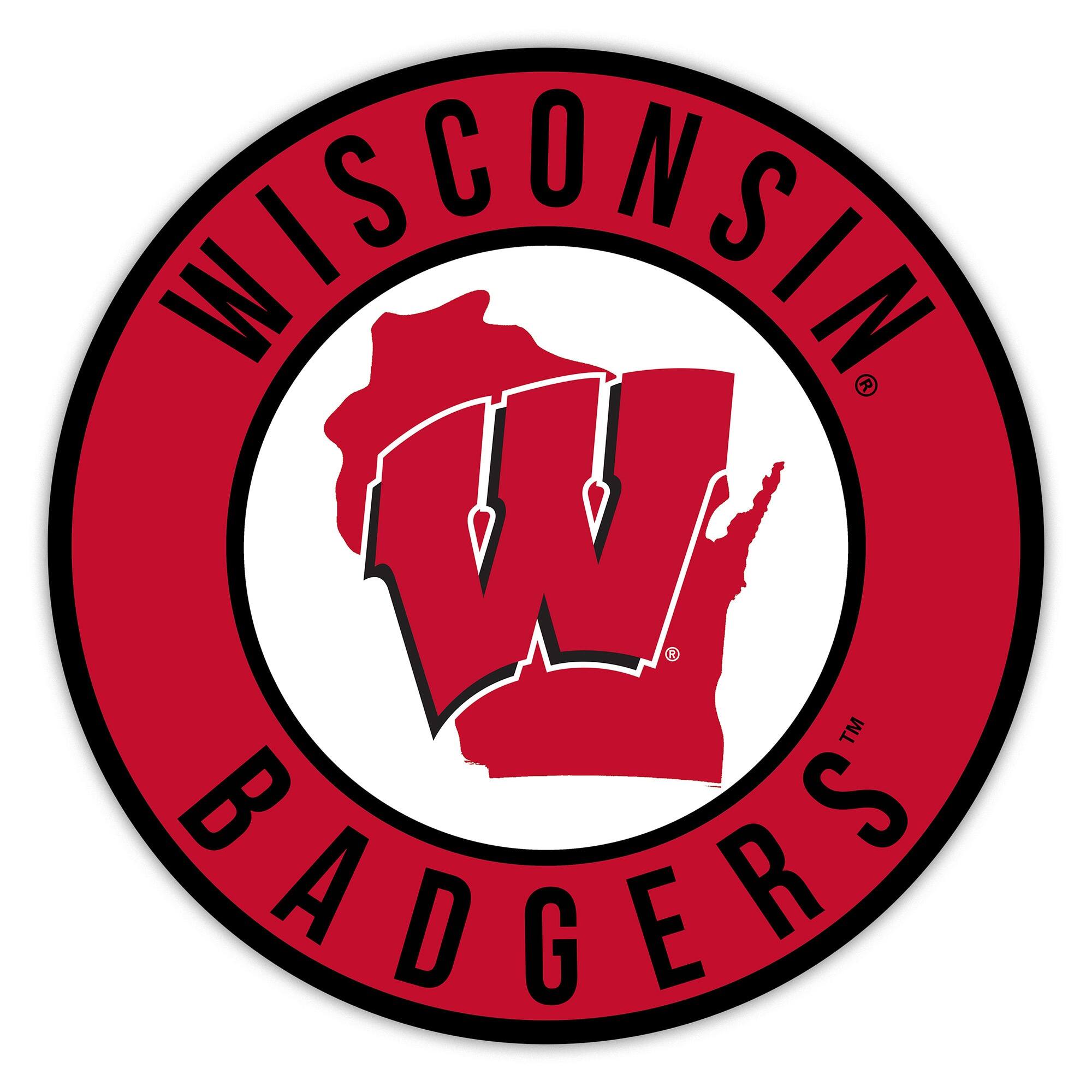 Wisconsin Badgers 15" State Circle Sign