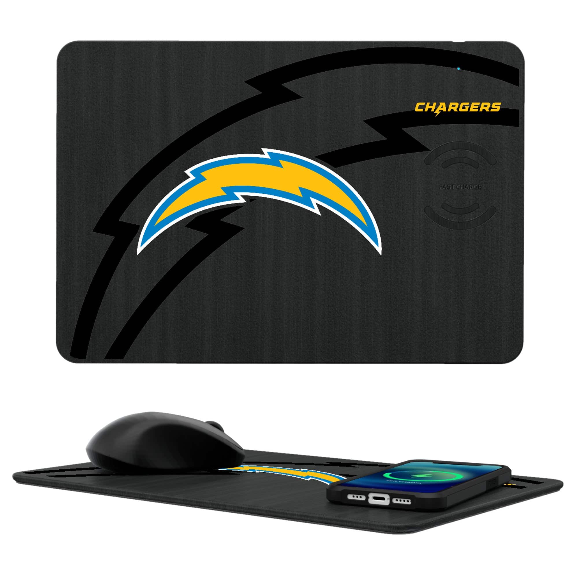 Keyscaper - Los Angeles Chargers 15W Fast Wireless Charger and Mouse Pad - Multicolor