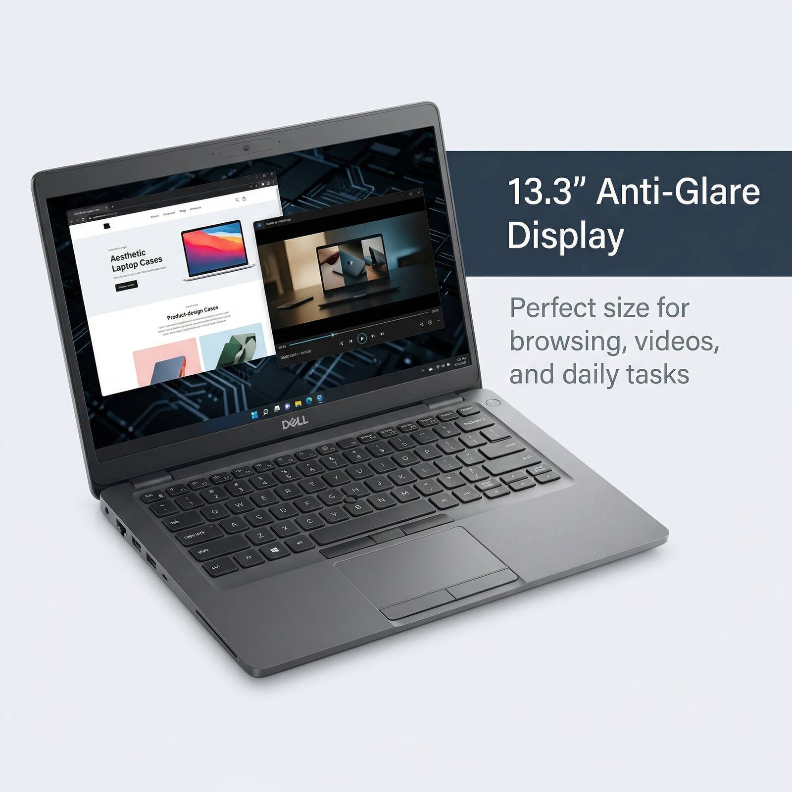 Aesthetic Cases Laptop 13.3" Anti-Glare Display  
Product Design Cases  
Perfect size for browsing, videos, and daily tasks  

13.3" Anti-Glare Display  
Perfect size for browsing, videos, and daily tasks
