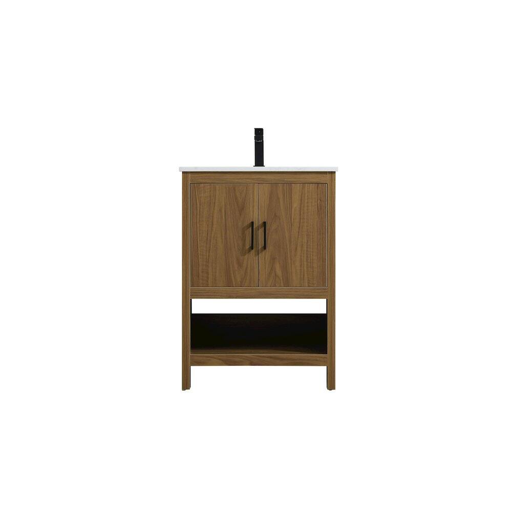 Alt View 4. Elegant Kitchen and Bath - Ira 24 Inch Single Bathroom Vanity In Walnut Brown - Walnut Brown.