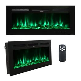 Mondawe - 36" LED Recessed Electric Fireplace with 3 Light Colors Adjustable Heating and Touch Screen Control - Black
