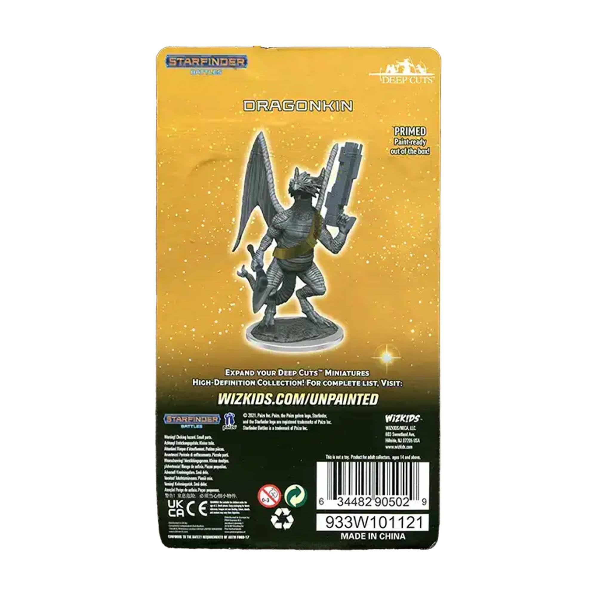 STARFINDER  
DRAGONKIN  

DEEPCUTS  
PRIMED  
Paint-ready out of the box!  

EXPAND YOUR DEEPCUTS MINIATURES  
HIGH-DEFINITION COLLECTION!  
FOR COMPLETE LIST, VISIT:  
WIZKIDS.COM/UNPAINTED  

MADE IN CHINA  

933W101121  

6 34482 90502 9 933W101121  

© 2021 Paizo Inc. All Rights Reserved.  
© 2021 WizKids, LLC. All Rights Reserved.  

STARFINDER  
DEEPCUTS  

WIZKIDS.COM/UNPAINTED  

UK CE  

MADE IN CHINA