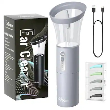 Cefa Ear Cleaner Package Including:
1. Ear Cleaner
2. USB Charging Cable
3. Instruction Manual
4. 4 Replacement Nozzles & Storage Box
Morfone