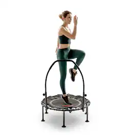 Sunny Health & Fitness - Active 36-Inch Fitness Trampoline with Adjustable Handlebar - Black