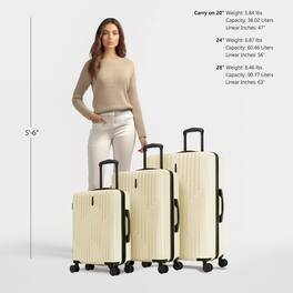 InUSA - Drip lightweight hardside spinner 3 Piece Luggage Set 20"/24"/28" - SAND