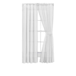 Ellis Curtain - Shadow Stripe Tailored Curtain Panel Pair for Windows with Ties 80" x 84" - White