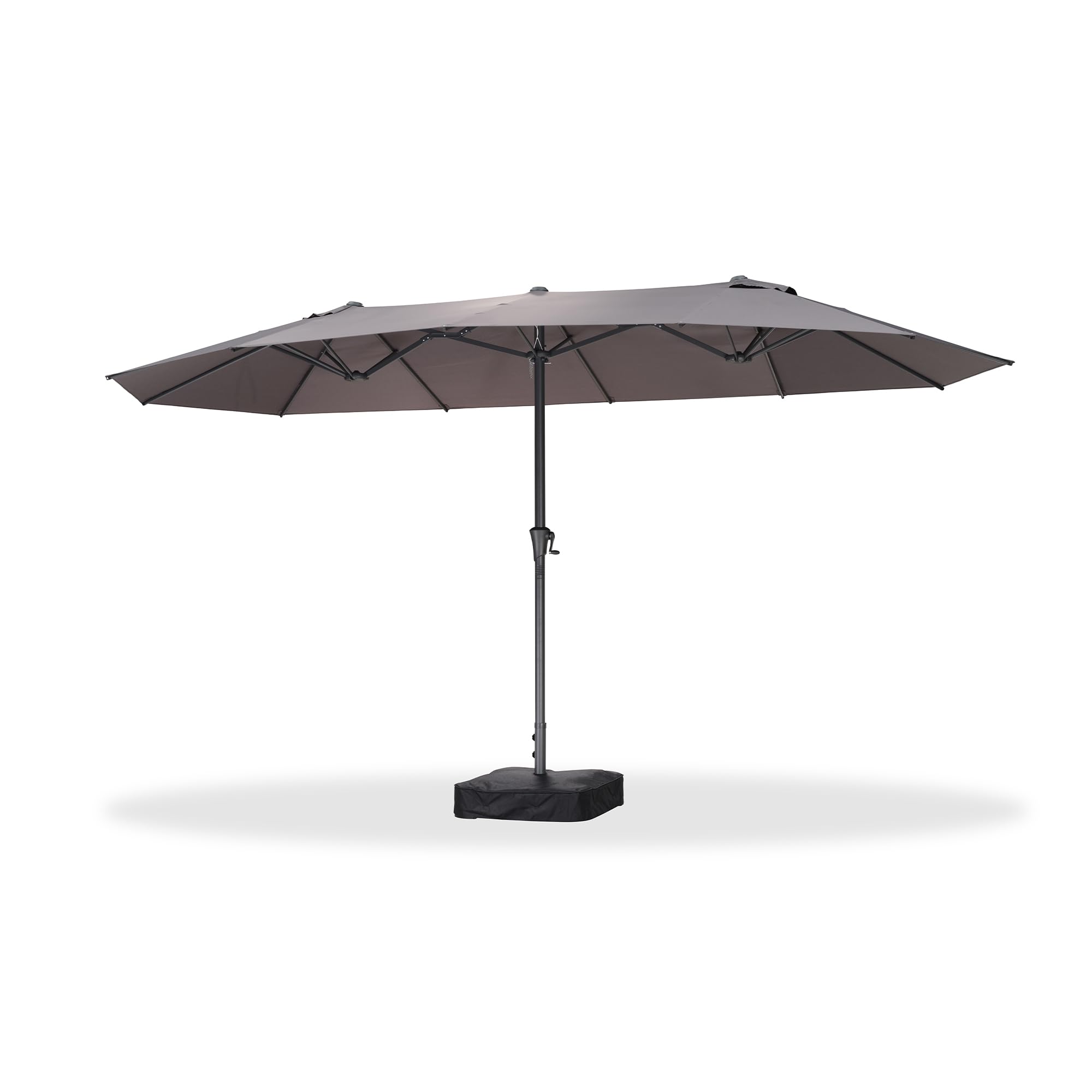 Alt View 8. PURPLE LEAF - 14 ft. Patio Market Umbrella with Base Double-Sided Outdoor Table Sun Umbrellas with Crank for Pool Beach Deck Backyard - Light Gray.