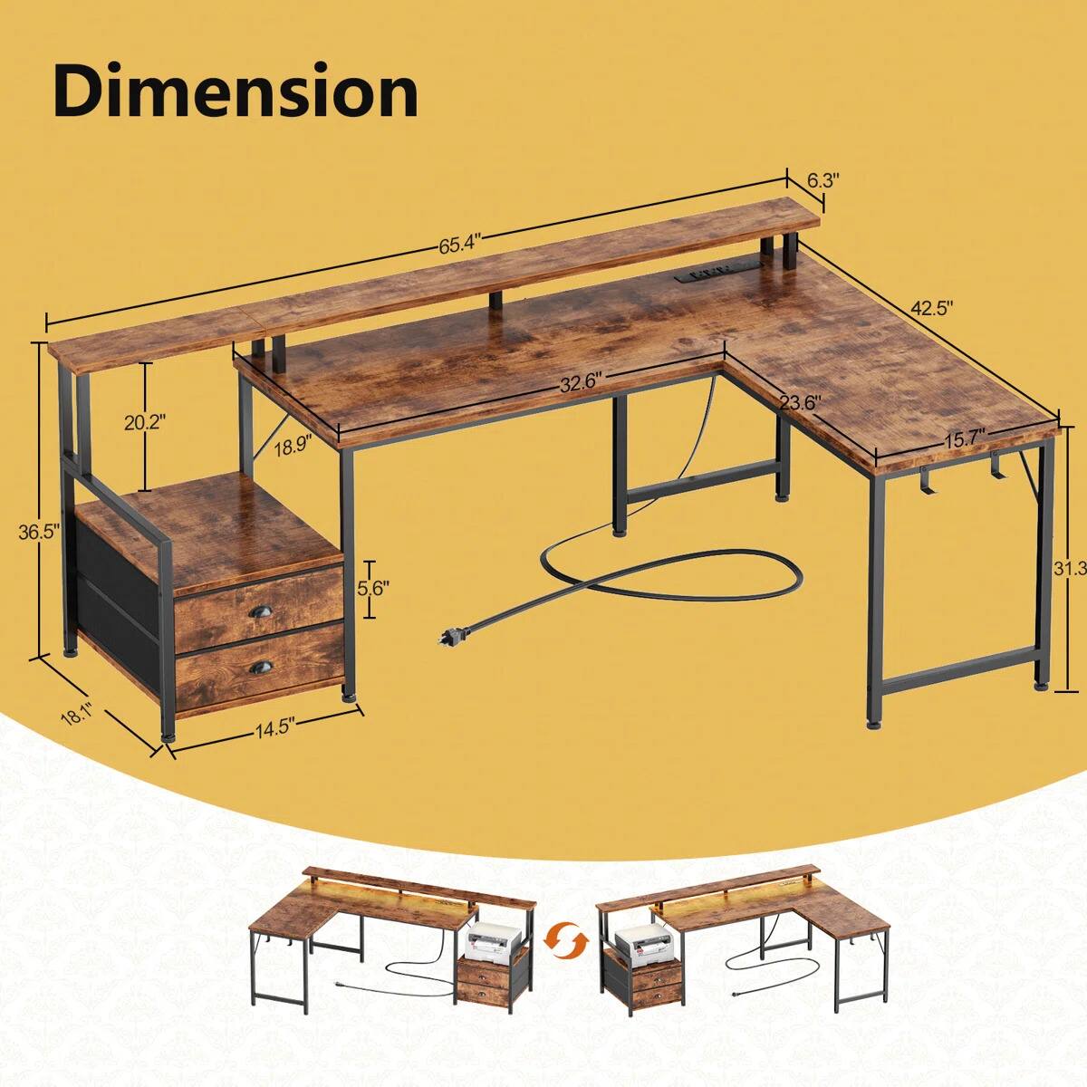 Dimension  
6.3"  
65.4"  
42.5"  
20.2"  
18.9"  
32.6"  
23.6"  
15.7"  
36.5"  
5.6"  
5 6"  
31.3"  
18.1"  
14.5"