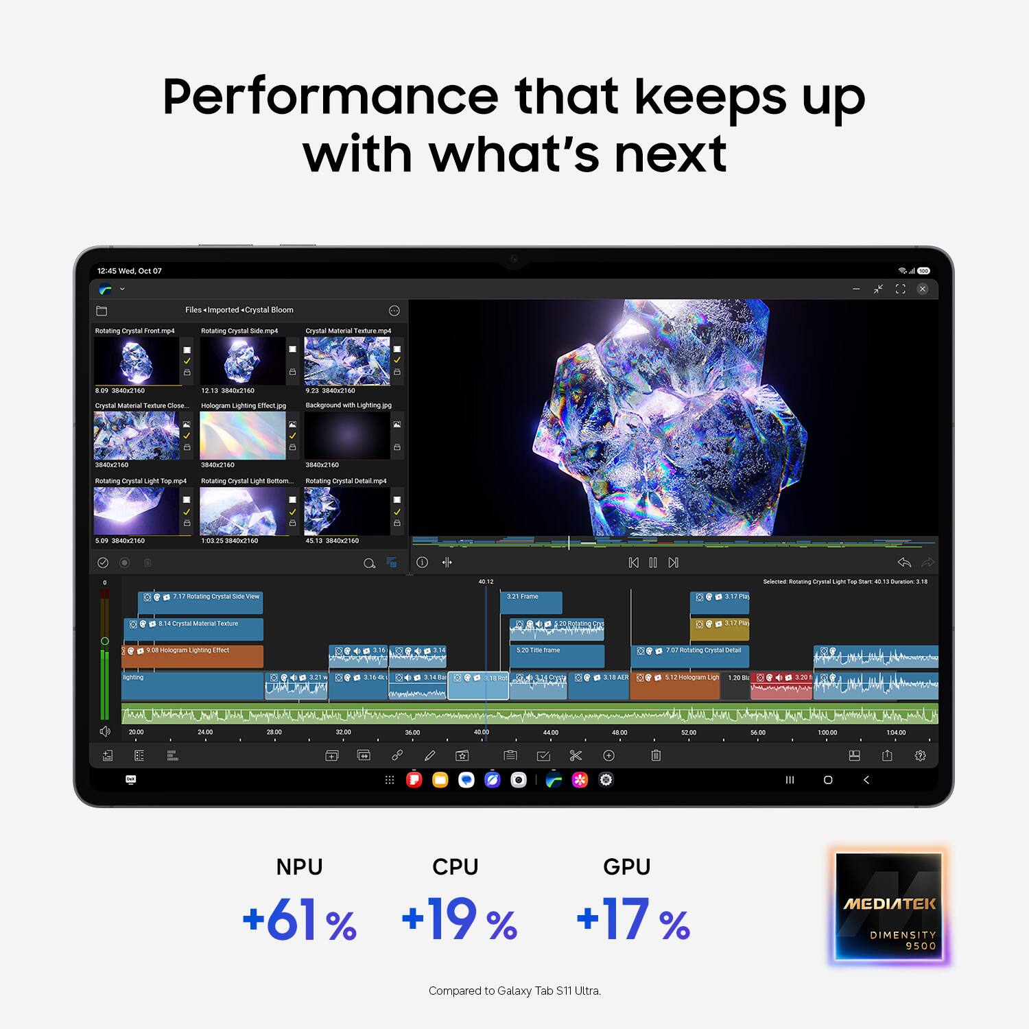 Performance that keeps up with what's next

12:45 Wed, Oct 07

Files Imported Crystal Bloom
Hotating Crystal Front.mp4
Rotating Crystal Side.mp4
Crystal Material Texture.mp4
0.29 3640x2160
12.12 3540x2160
9.23 3640-2160
Crystal Material Todature Close Hologram Lighting Effecting
Background the Lighting
3540x2160
3540:2160
3540x2760
Rotating Crystal Light Top npil
Rotating Crystal Light Bottom... Rotating Crystal Detail.mp4
5.19 3540x2160
103 3540x2160
4513 3840x2160
40.12
Selected Rotating Crystal Light
Start <
Durection:
Rotating Crystal Side View
3.21
- LTA Crystal Material Texture
117
: 9:00 mologram Lighting umed
