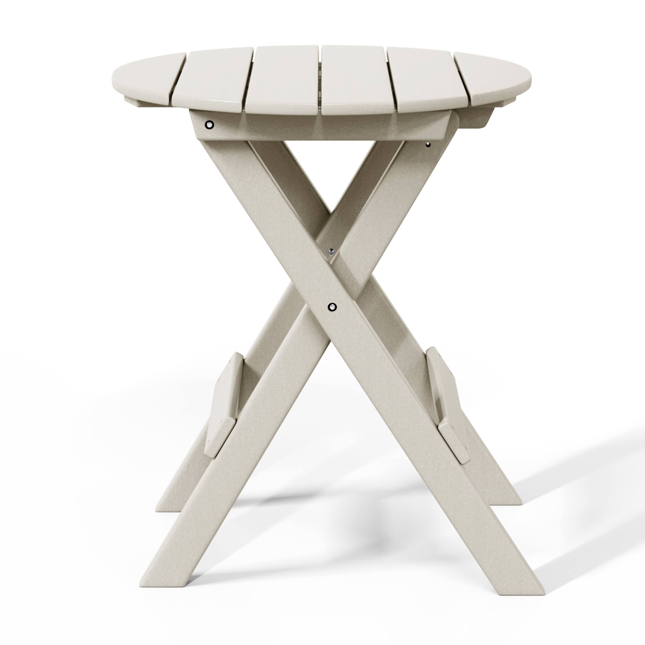 Back. WestinTrends - WestinTrends Malibu HDPE Outdoor 24.5 Inch Round Portable Folding Patio Dining Table - Sand.