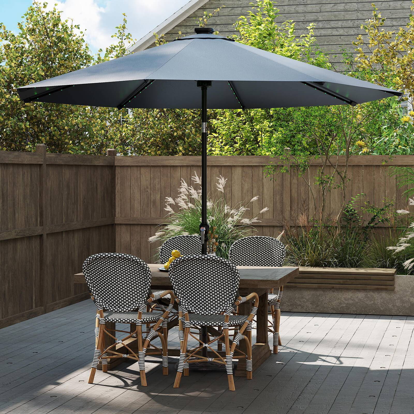 Alt View 1. Costway - Costway 10 FT Solar Patio Umbrella with 96 LED Lights 35° Adjustable Tilt Vented Top - Navy.