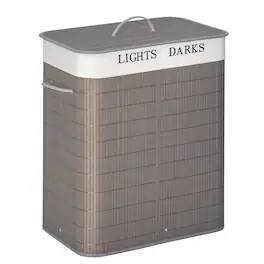 Homcom - Laundry Basket with Lid and String Handles - Gray