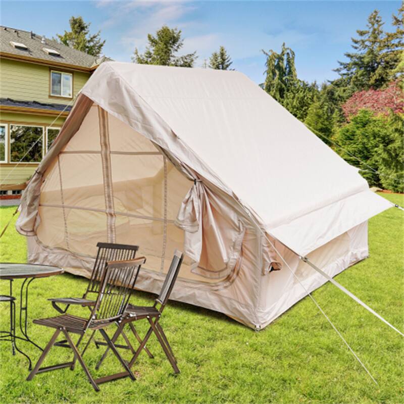 Alt View 2. HTUTWOO - Inflatable Tent With Pump for 4-6 Person - Waterproof Outdoor Glamping Tent, Luxury Camping Tent with 12 Mesh Windows - Khaki.
