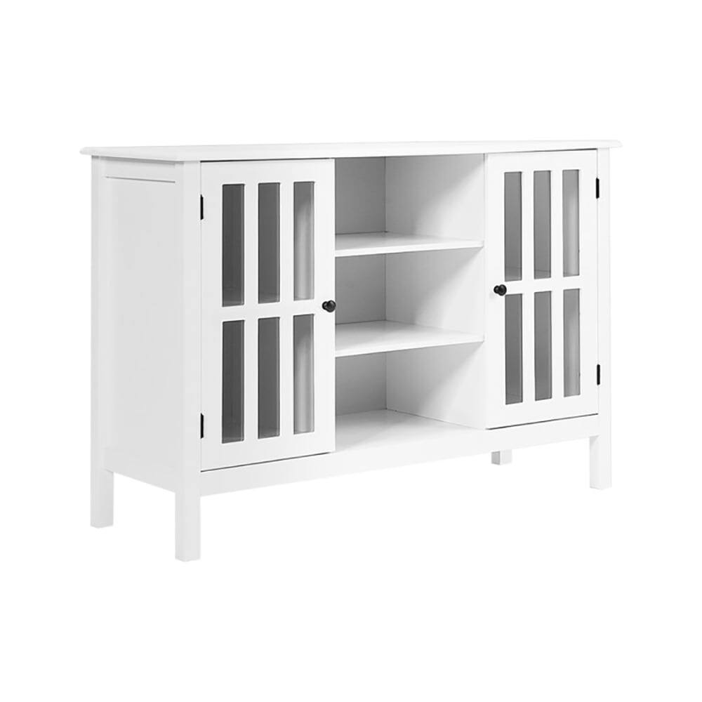Front. Pefilos - Wooden TV Console Cabinet for 50 TV-White, Functional 3 Open Shelves, 2 Storage Compartments, Up 80 lbs Capacity 50 Inch - White.