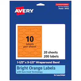 Avery - Printable Wraparound Labels, Bright 1.5" x 3.5", 200ct - Orange