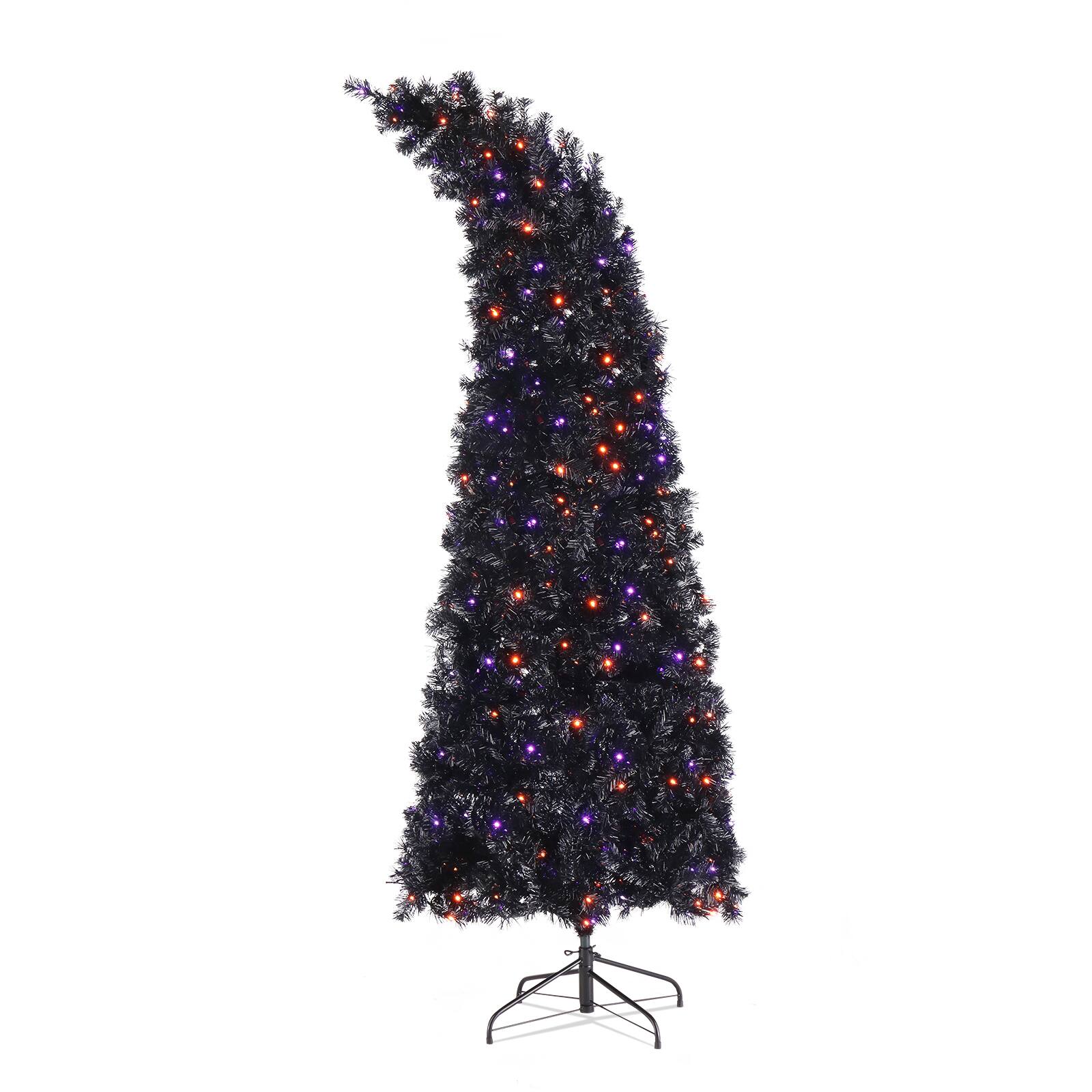 Front. Spaco - Spaco 7ft Wizard Hat Christmas Tree with 1050 Tips and 400 Lights - Black.