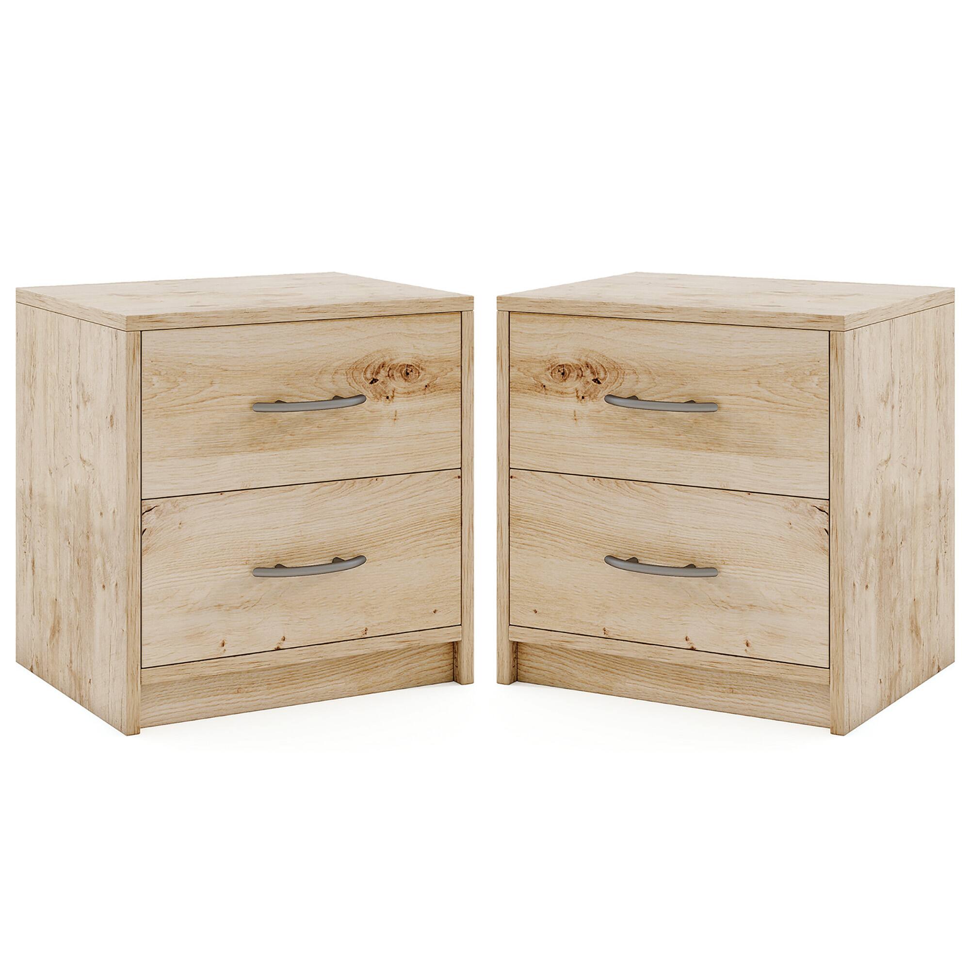 Alt View 9. Gymax - Gymax 2PCS 2-Drawer Nightstand Modern Bedside Table w/ Storage for Living Room Bedroom Oak - Oak.