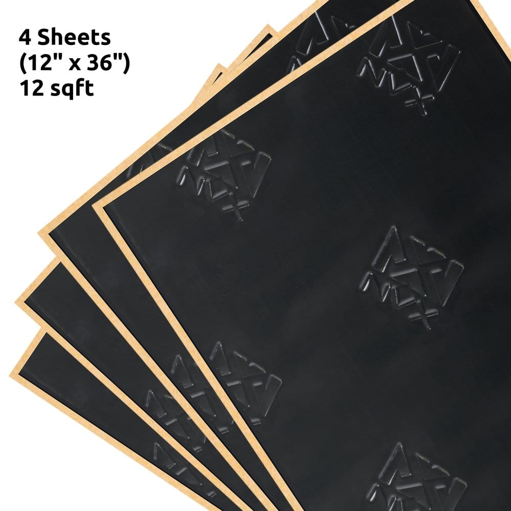 NVX - SDBDK12 Stealth Black 90 mil Thick 12 sqft. Audio Noise Vibration Insulation and Sound Deadener (Four 12” x 36” Pieces)