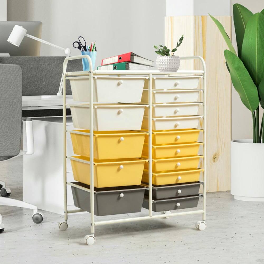 Alt View 2. Pefilos - 15-Drawer Storage Rolling Organizer Cart-Yellow, Craft Organizers and Storage, Multipurpose Organizer Cart for Home - Yellow.