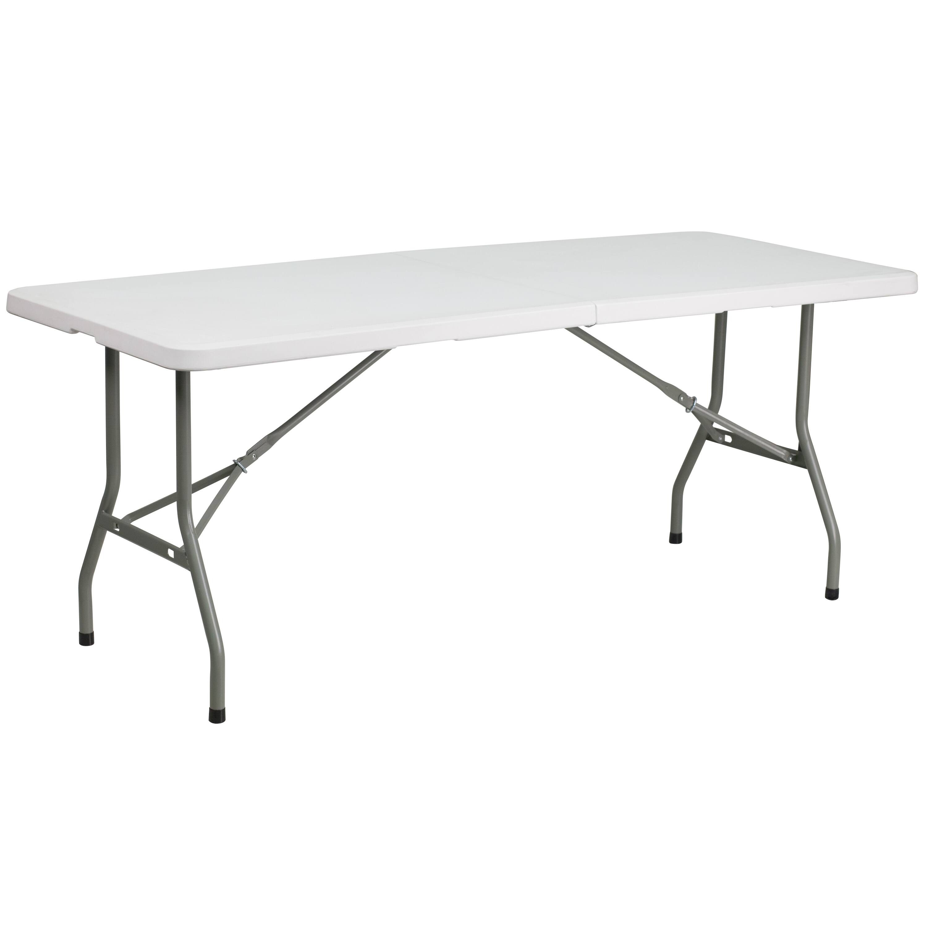 Front. Emma + Oliver - 6-Foot Bi-Fold Plastic Folding Table - Granite White.