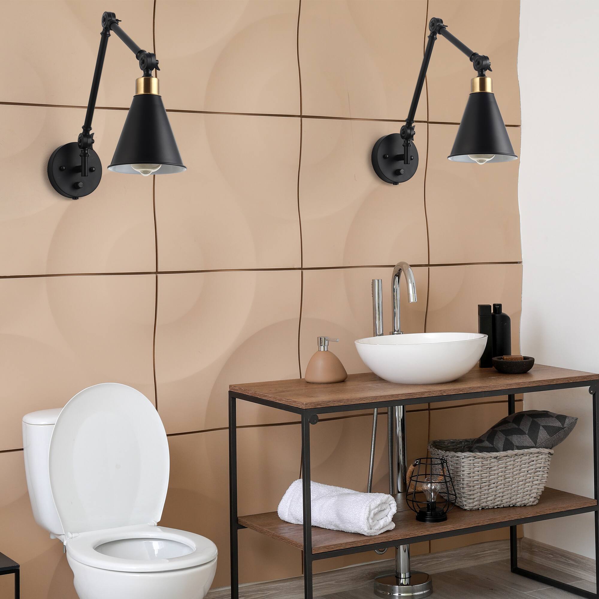 Oumilen 2 Pack Plug in Swing Arm Wall Sconce – Adjustable 2 Joint Wall ...