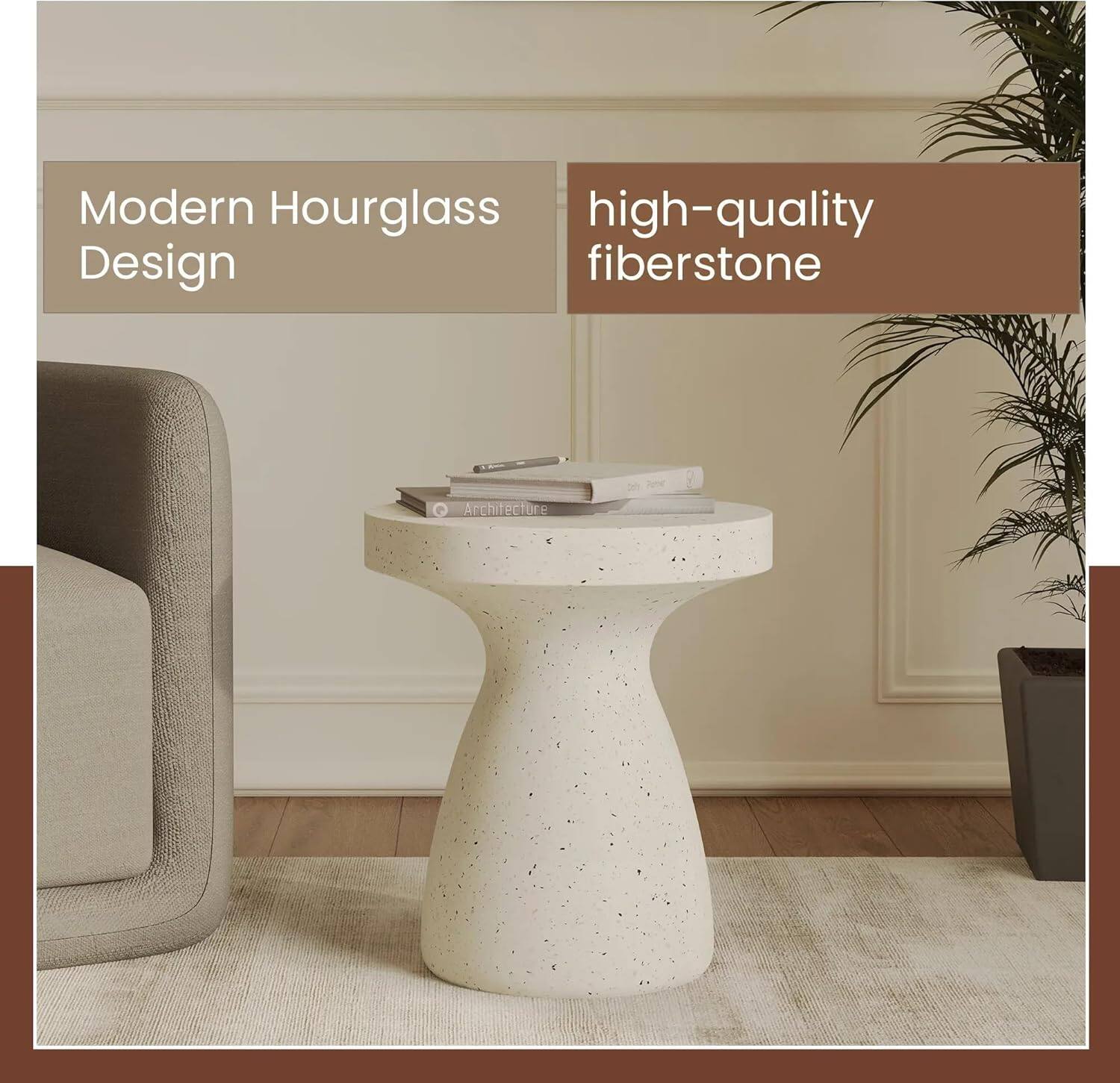 Modern Hourglass Design  
high-quality fiberstone