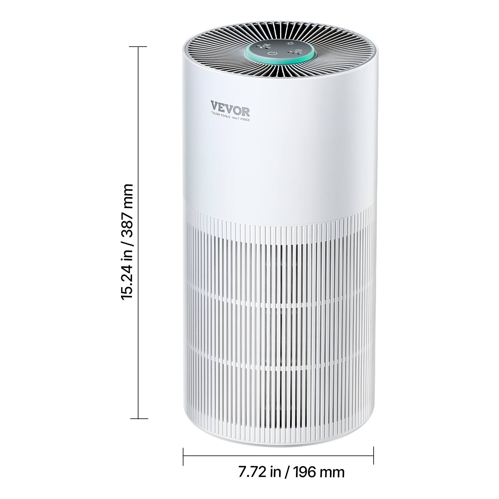 12 VEVOR  
15.24 in / 387 mm  
7.72 in / 196 mm