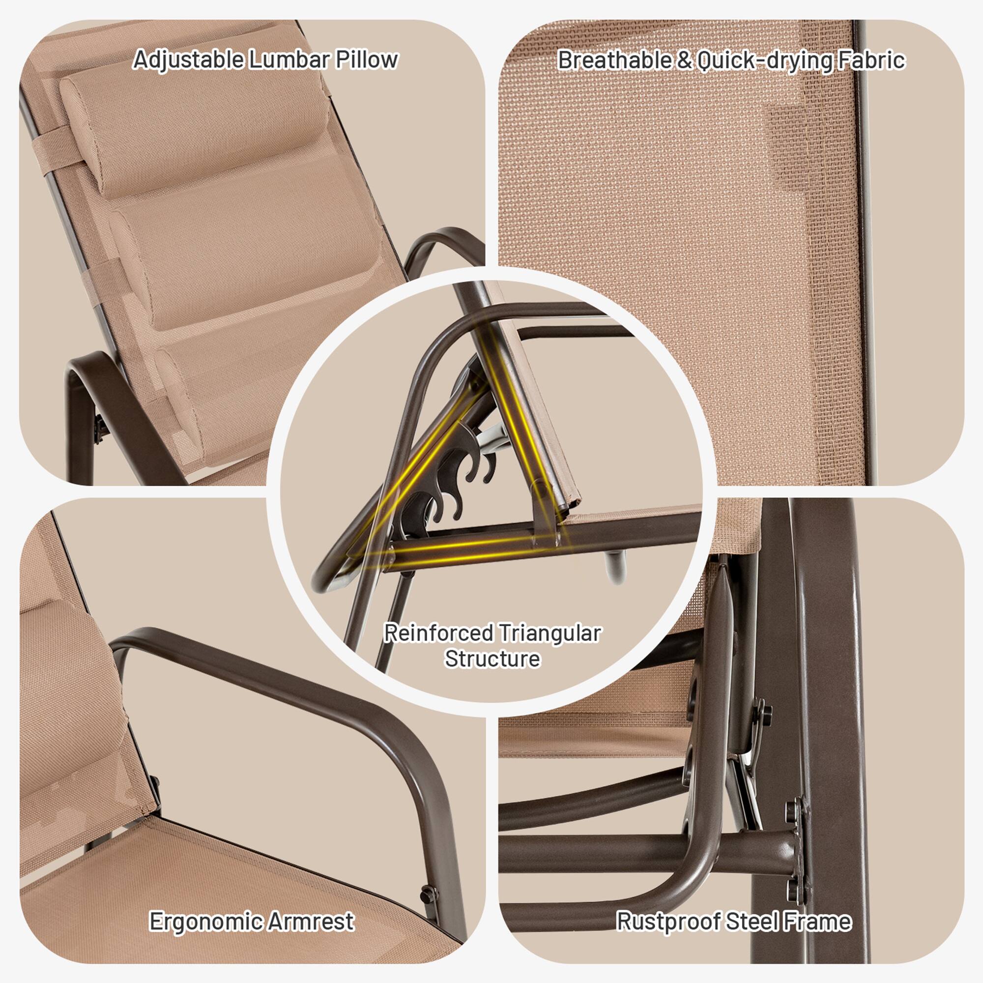 Adjustable Lumbar Pillow, Breathable & Quick-drying Fabric, Reinforced Triangular Structure, Ergonomic Armrest, Rustproof Steel Frame