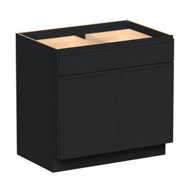 Boyel Living - 36-in W x 34.5-in H x 24-in D Shaker RTA Kitchen Base Cabinet with Soft-Close - Black