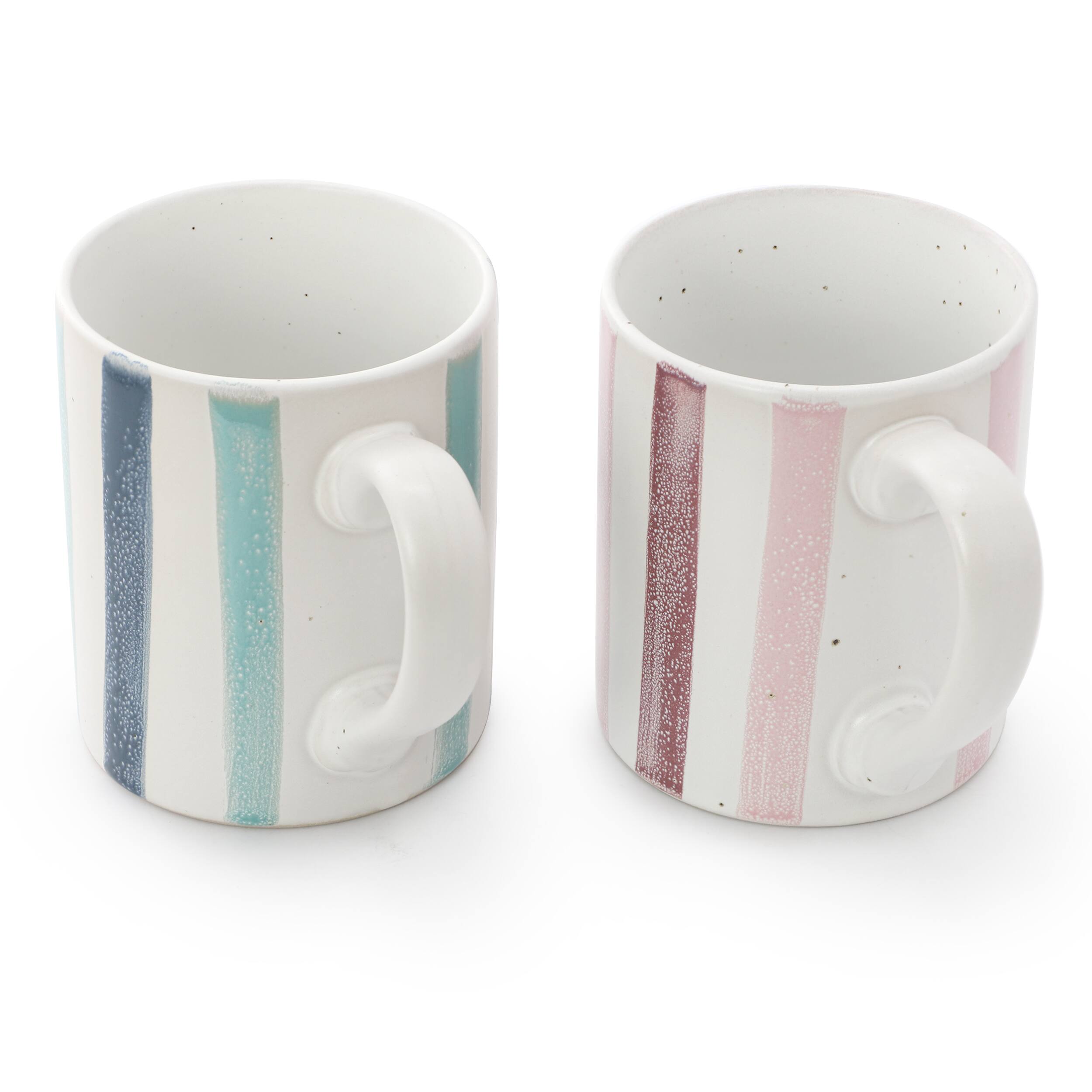 Angle. Gibson - Gibson Home Atlantic Waves 4 Piece 17 Ounce Handpainted Stoneware Mug Set - Assorted Colors.