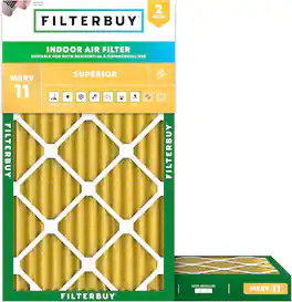 Filterbuy - 13x21.5x2 MERV 11 Pet & Allergy Defense, Electrostatic Pleated HVAC AC Furnace Air Filters Replacement (2-Pack) - Gold