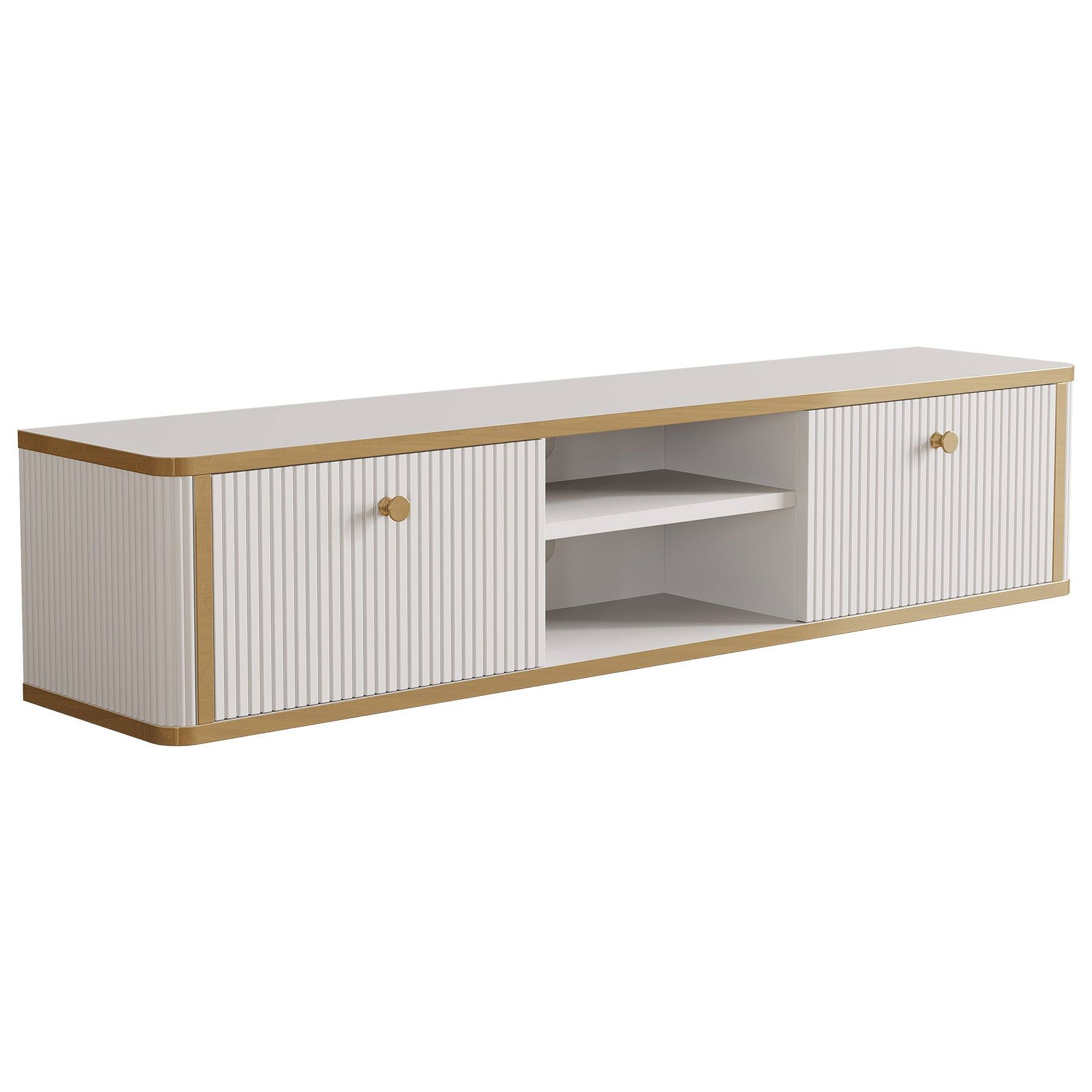 Alt View 5. Tribesigns - Office Media Console, For Media Equipment and Storage in Meeting Rooms and Reception Areas - White.