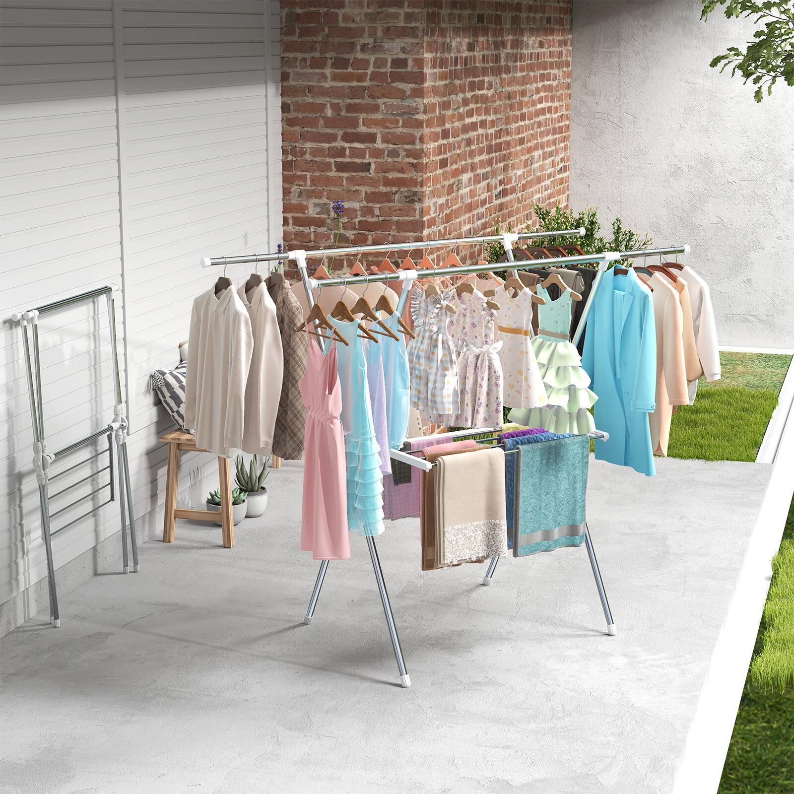 Alt View 9. Sugift - Clothes Drying Rack Portable Folding Dryer Hanger Drying Stand for Clothes - Silver.