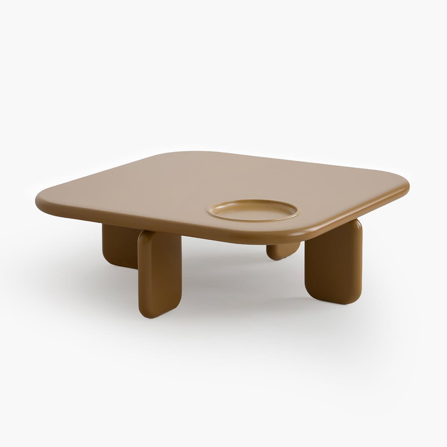 Front. Acanva - Modern Square Coffee Table, Living Room Center Tables with Slight Recess and Soften Corners - Ginger.