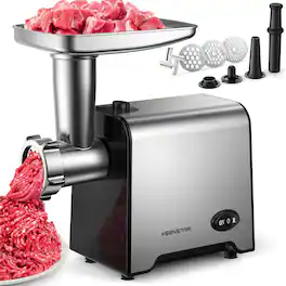 MOSZAR LLC - 3000W Electric Meat Grinder – Stainless Steel, Sausage Stuffer, 3 Plates - Sliver+Black