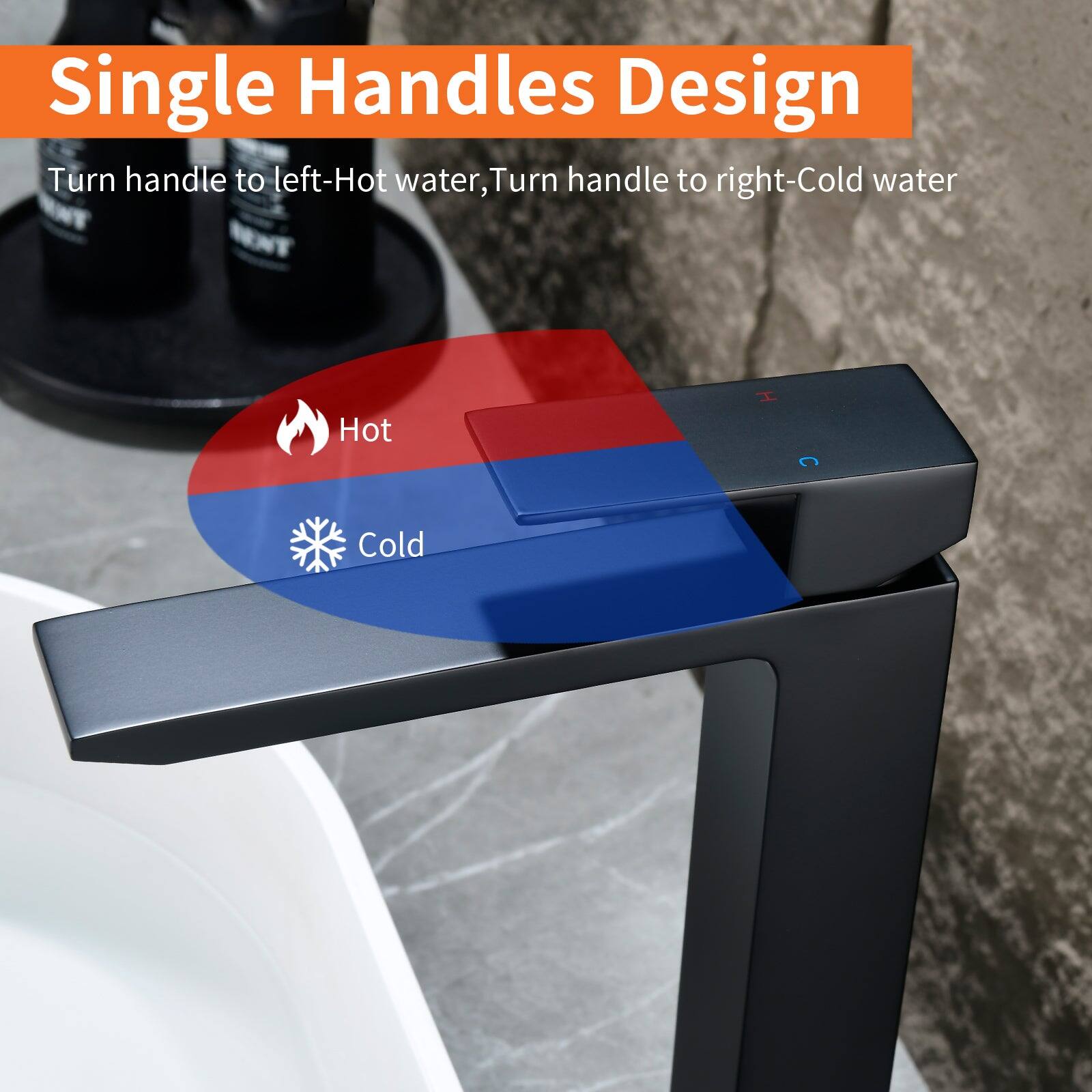 Single Handles Design

Turn handle to left-Hot water, Turn handle to right-Cold water

Hot

Cold