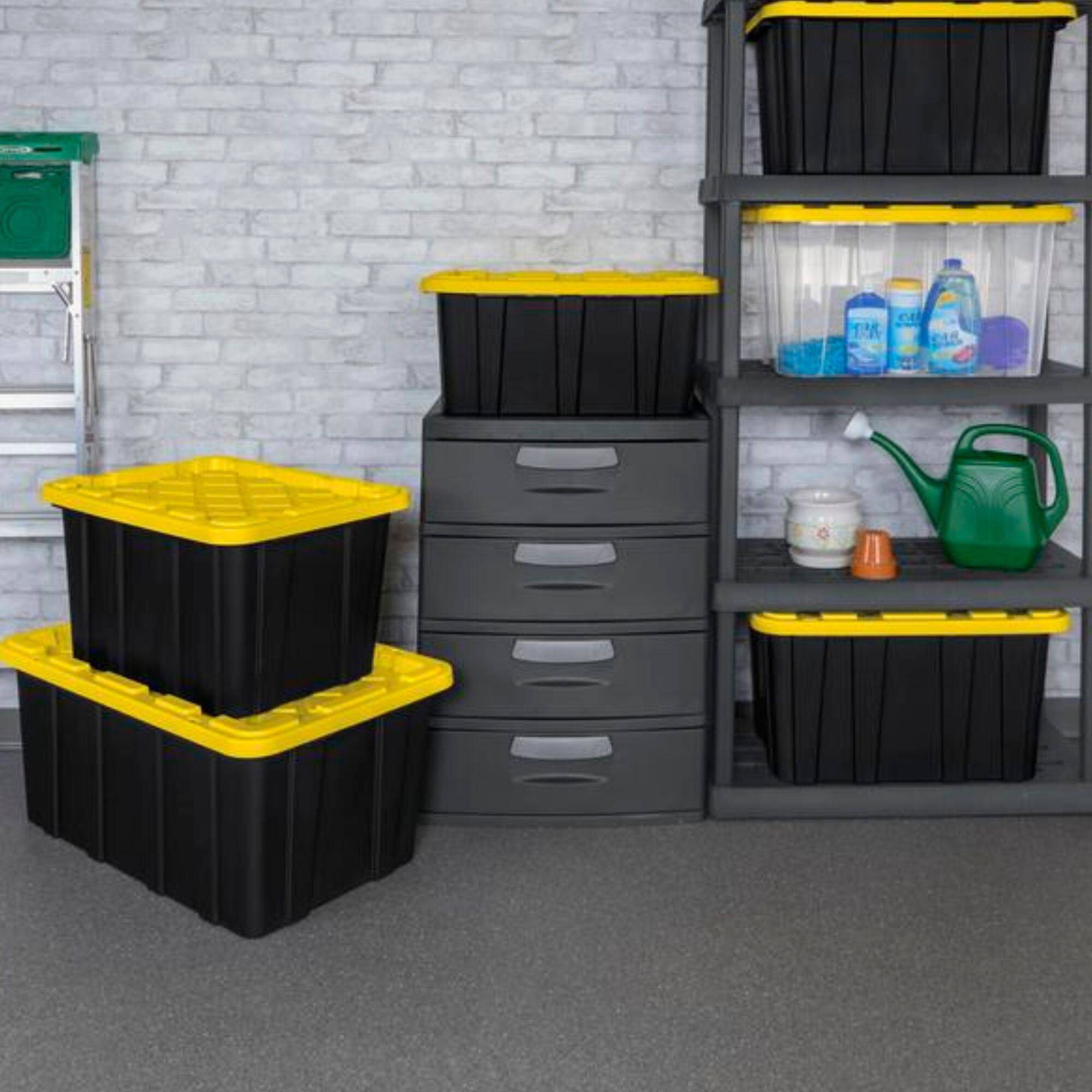 Alt View 4. Sterilite - Sterilite 27 Gallon Industrial Stackable Storage Tote Lidded Containers, 8 Pack.