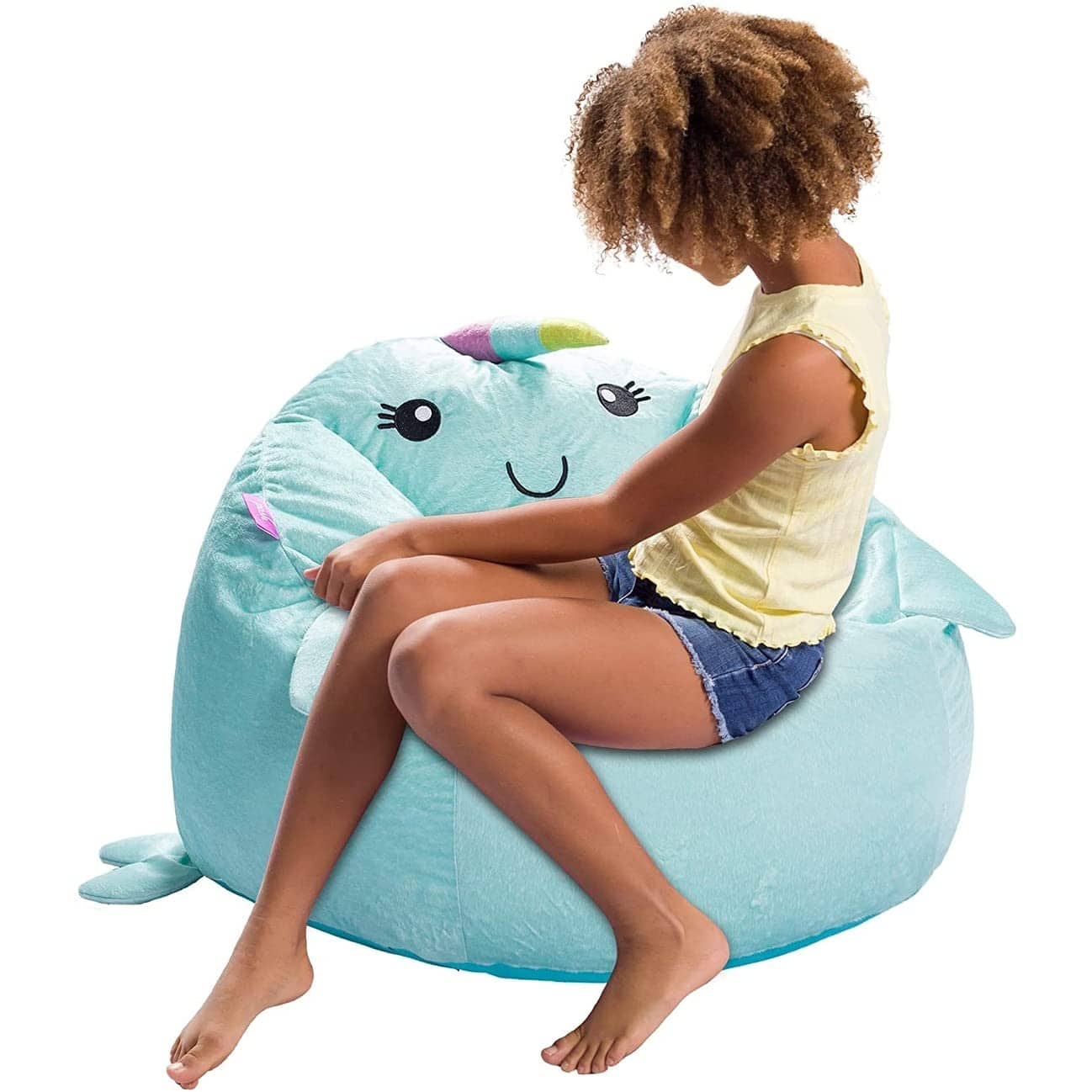 JETRANSPORT - Cute Soft And Comfy Bean Bag Chair For Animal - Blue Narwal PREMIUM BEANBAGS:bean bag animals are - Animal Blue Narwal Bean Bag Chair