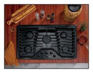 Front Zoom. GE - Profile 36" Built-In Gas Cooktop - Black.