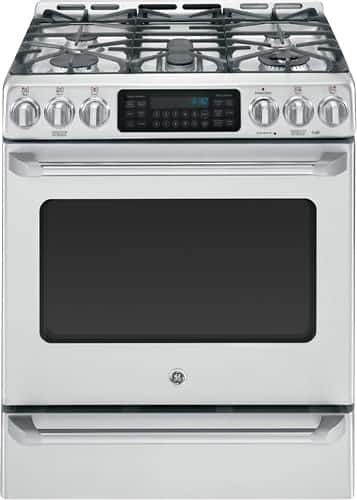 Front. GE - Cafe 5.4 Cu. Ft. Self-Cleaning Freestanding Gas Convection Range - Stainless steel.