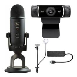 Blue Microphones - Blue Microphone Yeti USB Microphone with Logitech Webcam and Accessory Bundle