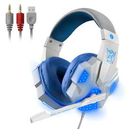 Kitcheniva - 3.5mm Gaming Mic LED Headphones Stereo Bass Surround For PC PS4 Xbox One - White & Blue